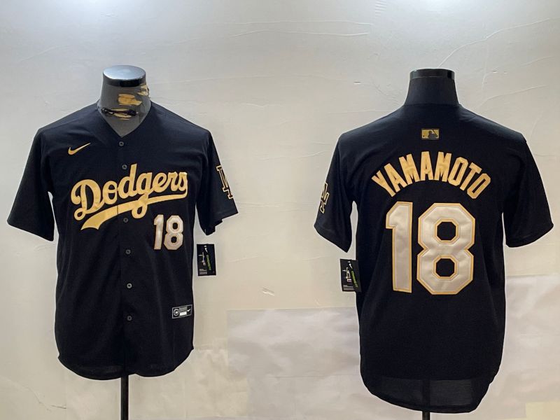 Men Los Angeles Dodgers #18 Yamamoto Black Game 2024 Nike MLB Jersey style 1211->los angeles dodgers->MLB Jersey